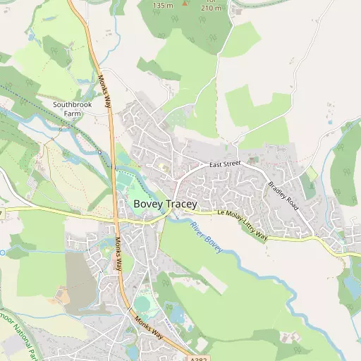 Map of Bovey Tracey