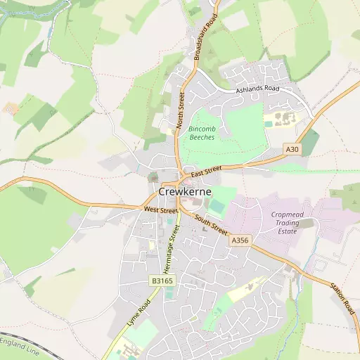 Map of Crewkerne