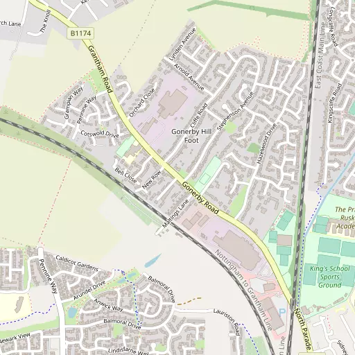 Map of Gonerby Hill Foot