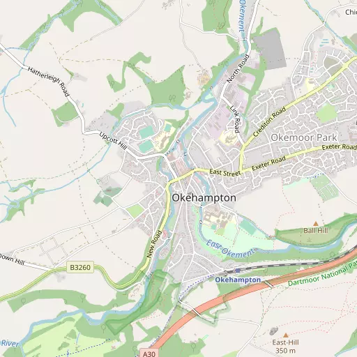 Map of Okehampton