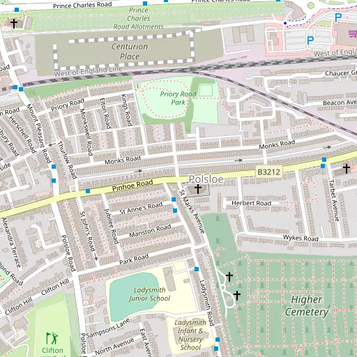 Map of Polsloe Priory