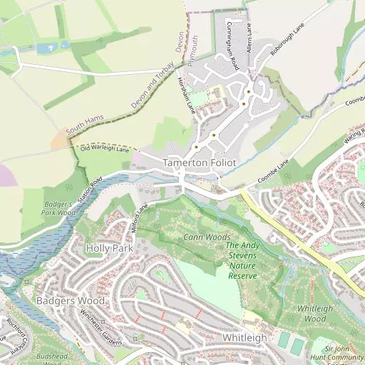 Map of Tamerton Foliot